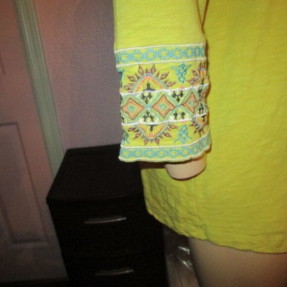 Soft Surroundings SUNRISE Embroidered Size M BLOUSE Tunic Top 3/4 SLEEVES V-Neck - Picture 4 of 9